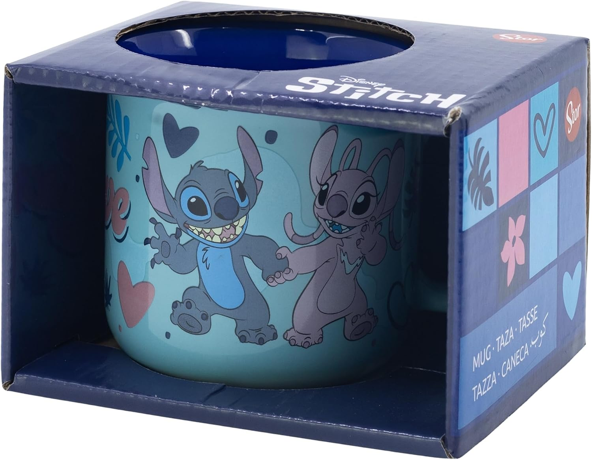 Tazza Stitch e Angel DISNEY Modello Mug Doppio Colore 355 Ml in Confezione- 83058