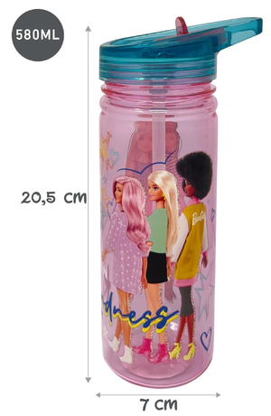 Borraccia Ecozen Barbie Mattel in Tritan Bottiglia con Beccuccio Ripiegabile 580 Ml -83208