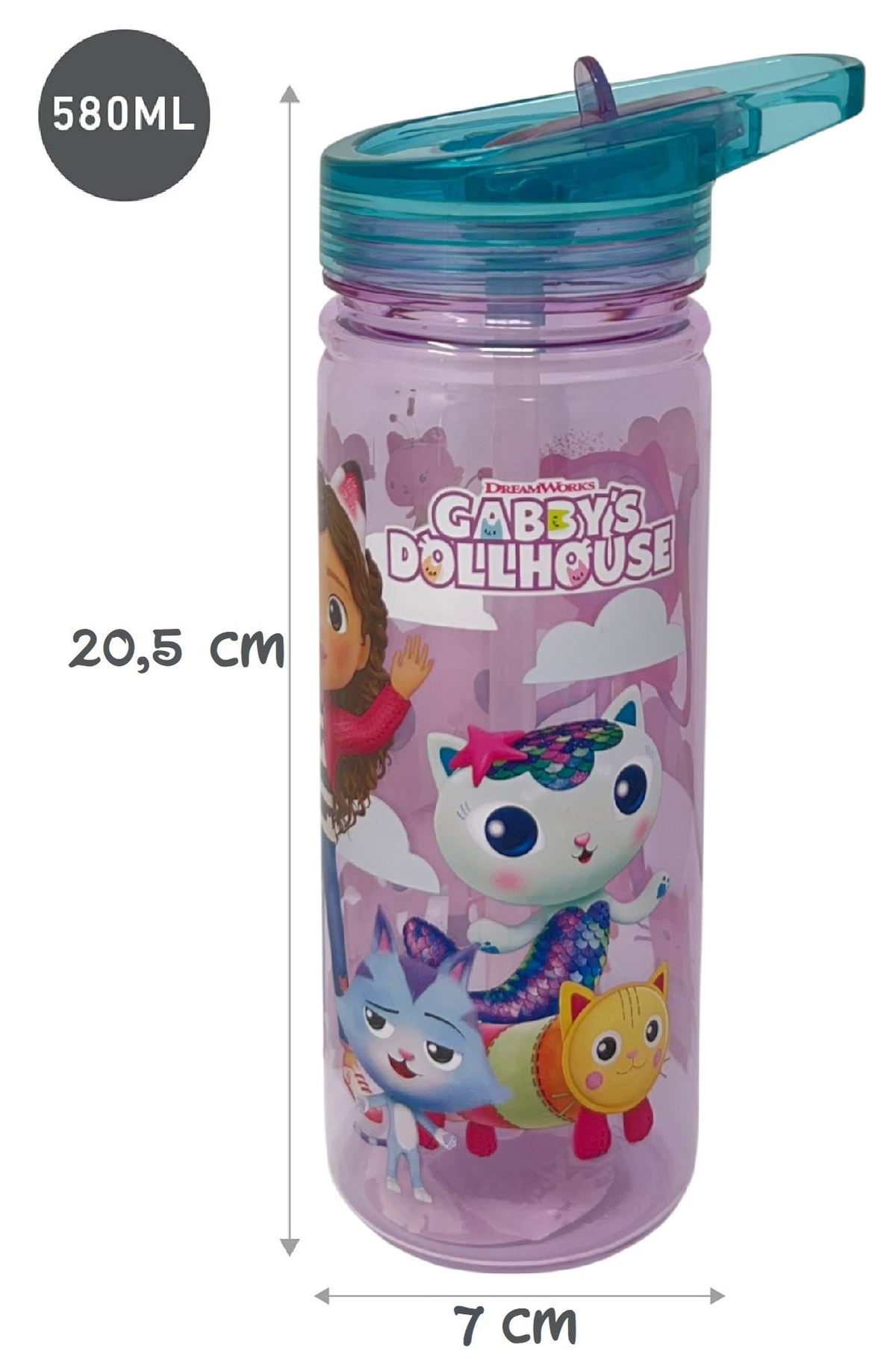 Borraccia Ecozen Gabby's Dollhouse in Tritan Bottiglia con Beccuccio Ripiegabile 580 Ml -83215
