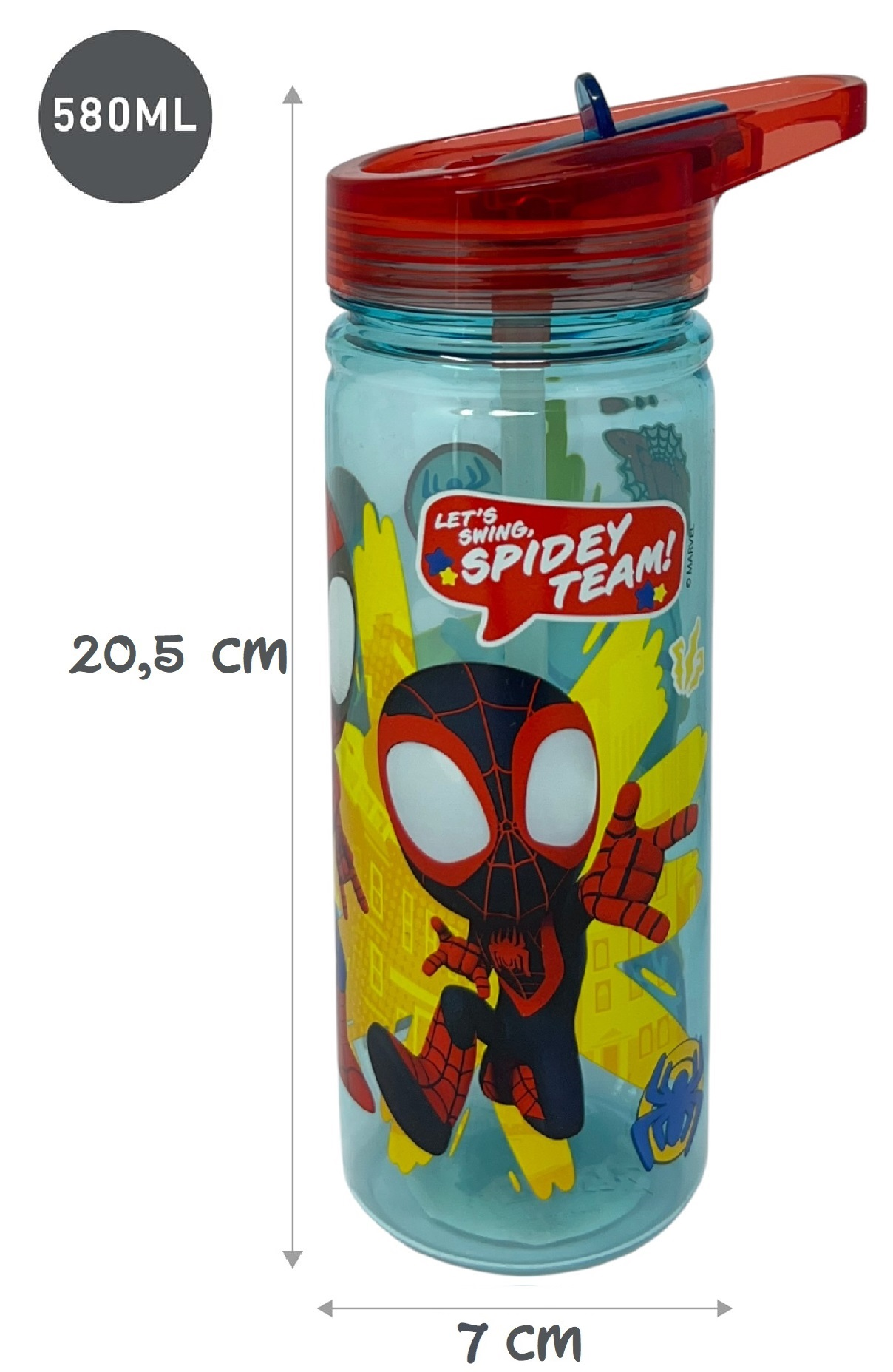 Borraccia Ecozen Spidey MARVEL in Tritan Bottiglia con Beccuccio Ripiegabile 580 Ml -83217