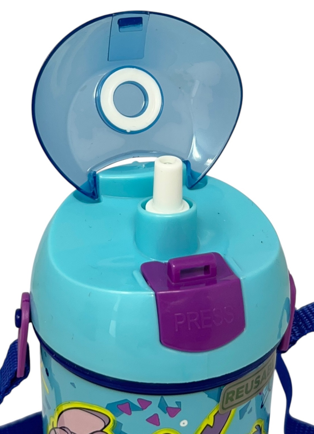 Borraccia Pop-Up Stitch e Angel DISNEY Bottiglia in Plastica Riutilizzabile con Tracolla 450 Ml - 83218