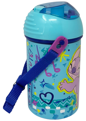 Borraccia Pop-Up Stitch e Angel DISNEY Bottiglia in Plastica Riutilizzabile con Tracolla 450 Ml - 83218