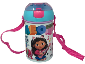 Borraccia Pop-Up Gabby's Dollhouse Bottiglia in Plastica Riutilizzabile con Tracolla 450 Ml - 83219