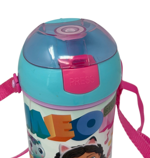 Borraccia Pop-Up Gabby's Dollhouse Bottiglia in Plastica Riutilizzabile con Tracolla 450 Ml - 83219