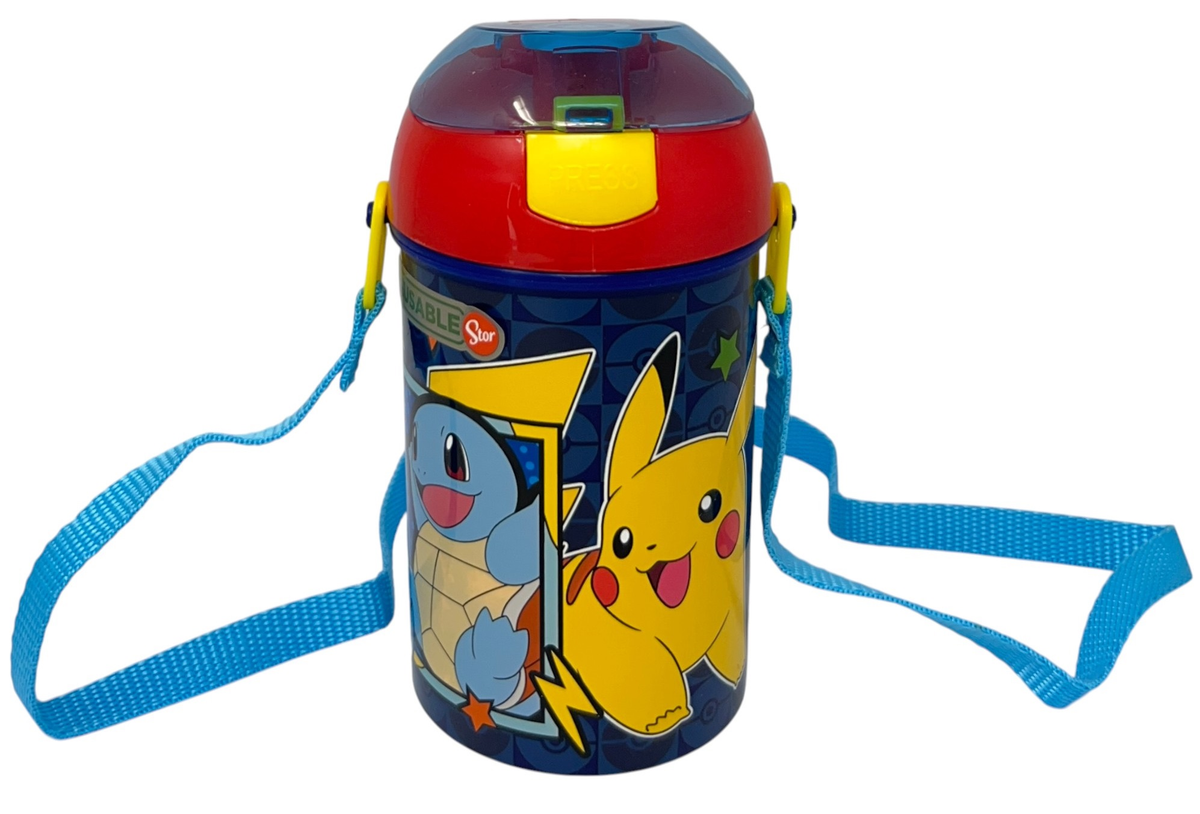 Borraccia Pop-Up Pikachu Pokémon Bottiglia in Plastica Riutilizzabile con Tracolla 450 Ml - 83220