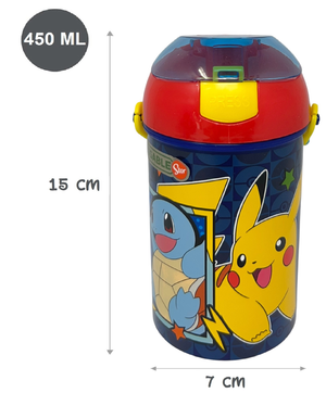 Borraccia Pop-Up Pikachu Pokémon Bottiglia in Plastica Riutilizzabile con Tracolla 450 Ml - 83220