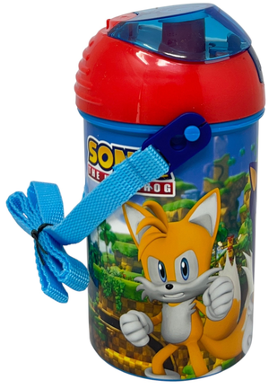 Borraccia Pop-Up Sonic Knuckles Tails Bottiglia in Plastica Riutilizzabile con Tracolla 450 Ml - 83221