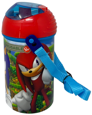 Borraccia Pop-Up Sonic Knuckles Tails Bottiglia in Plastica Riutilizzabile con Tracolla 450 Ml - 83221