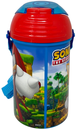 Borraccia Pop-Up Sonic Knuckles Tails Bottiglia in Plastica Riutilizzabile con Tracolla 450 Ml - 83221