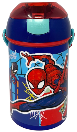 Borraccia Pop-Up Spiderman MARVEL Bottiglia in Plastica Riutilizzabile con Tracolla 450 Ml - 83222