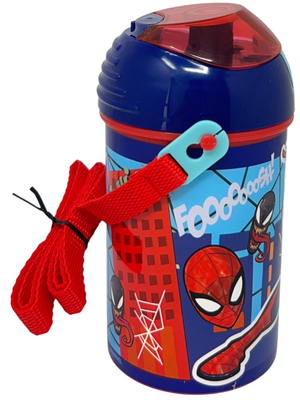 Borraccia Pop-Up Spiderman MARVEL Bottiglia in Plastica Riutilizzabile con Tracolla 450 Ml - 83222