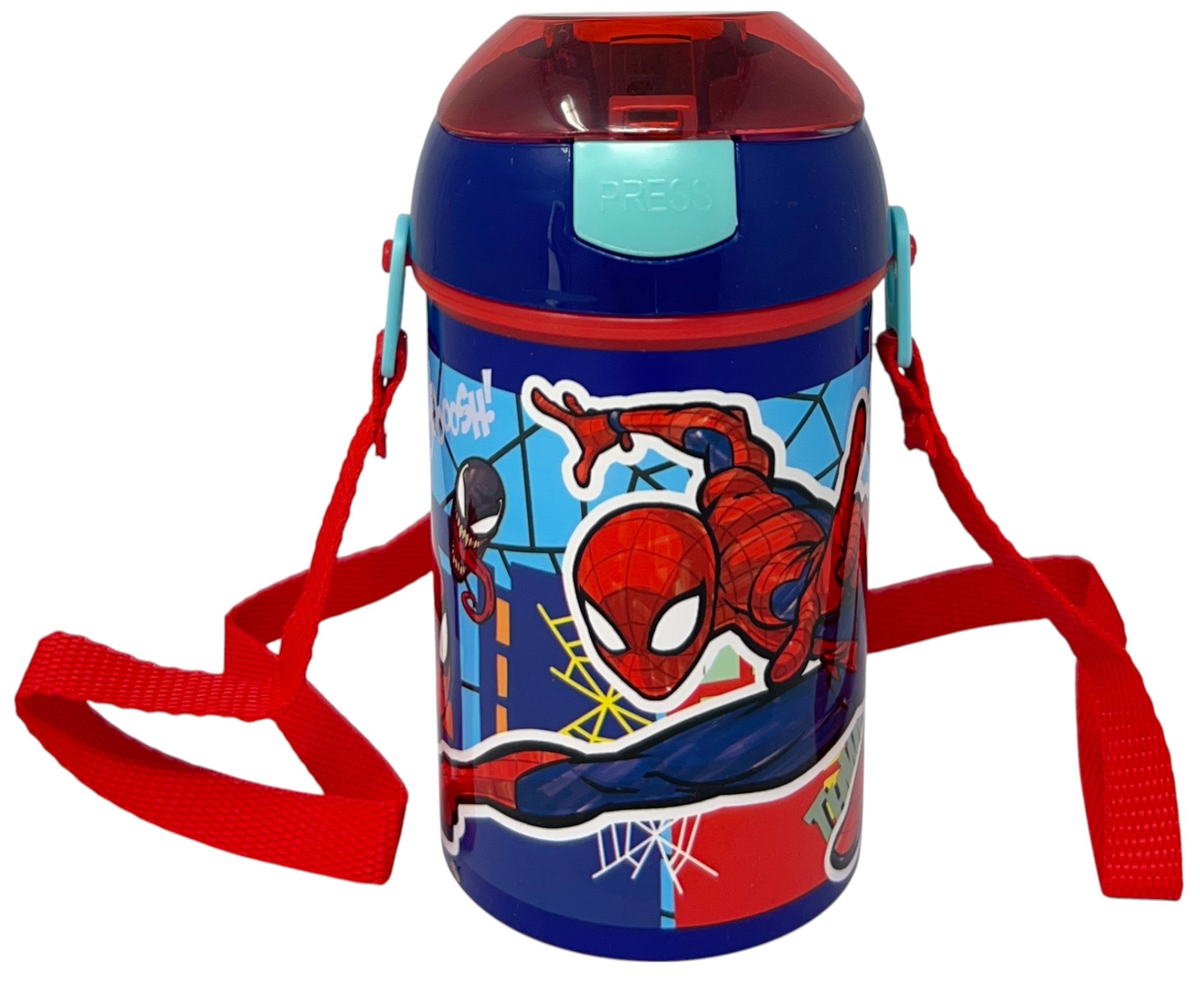 Borraccia Pop-Up Spiderman MARVEL Bottiglia in Plastica Riutilizzabile con Tracolla 450 Ml - 83222
