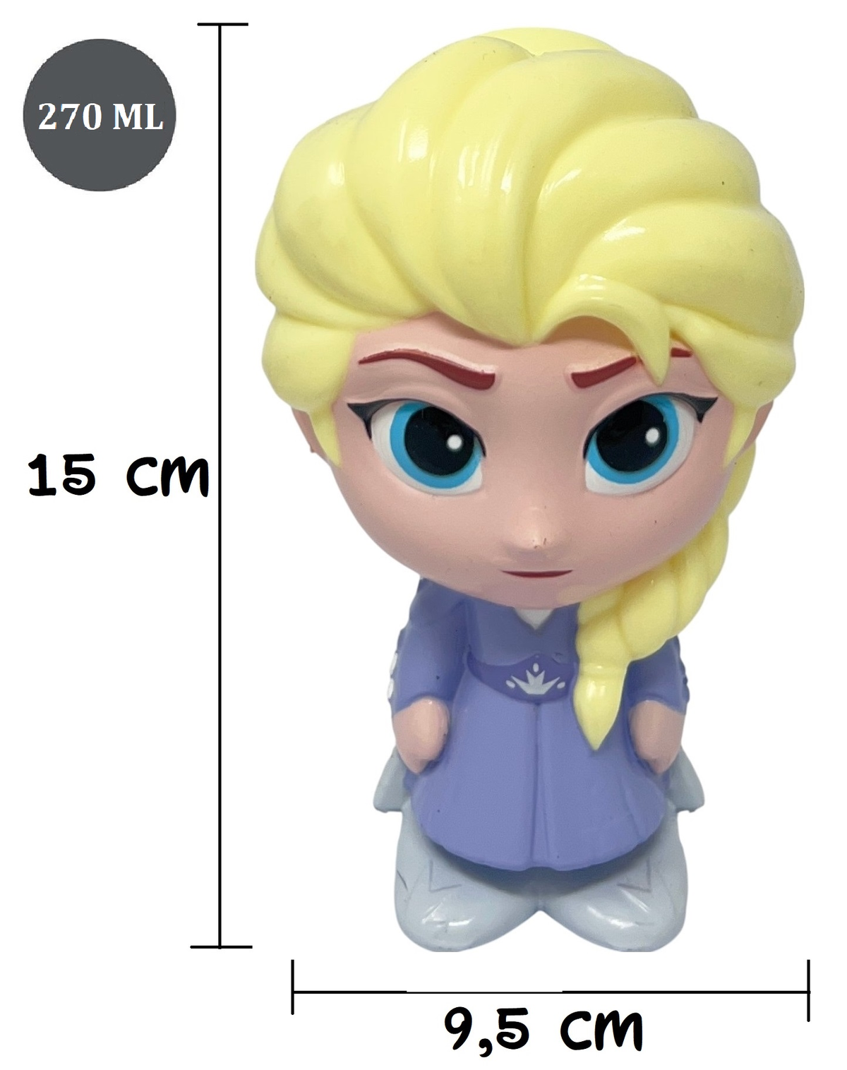 Borraccia Frozen DISNEY Personaggio 3d Elsa Bottiglia 270 Ml in Plastica Riutilizzabile Beccuccio Ripiegabile -83202