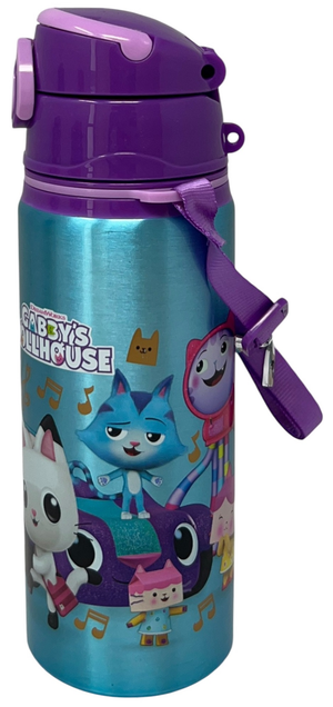 Borraccia in Alluminio Gabby's Dollhouse Bottiglia 730 Ml con Apertura Pop-Up e Tracolla - 83191