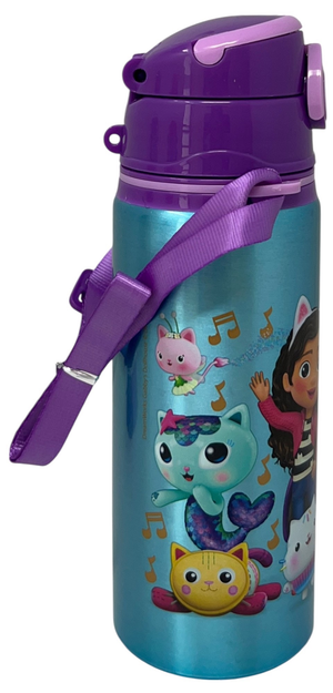 Borraccia in Alluminio Gabby's Dollhouse Bottiglia 730 Ml con Apertura Pop-Up e Tracolla - 83191