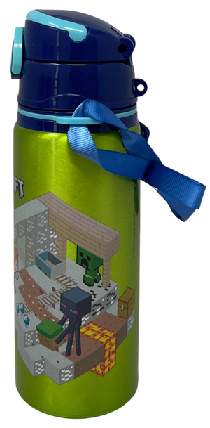 Borraccia in Alluminio Minecraft Bottiglia 730 Ml con Apertura Pop-Up e Tracolla - 83192