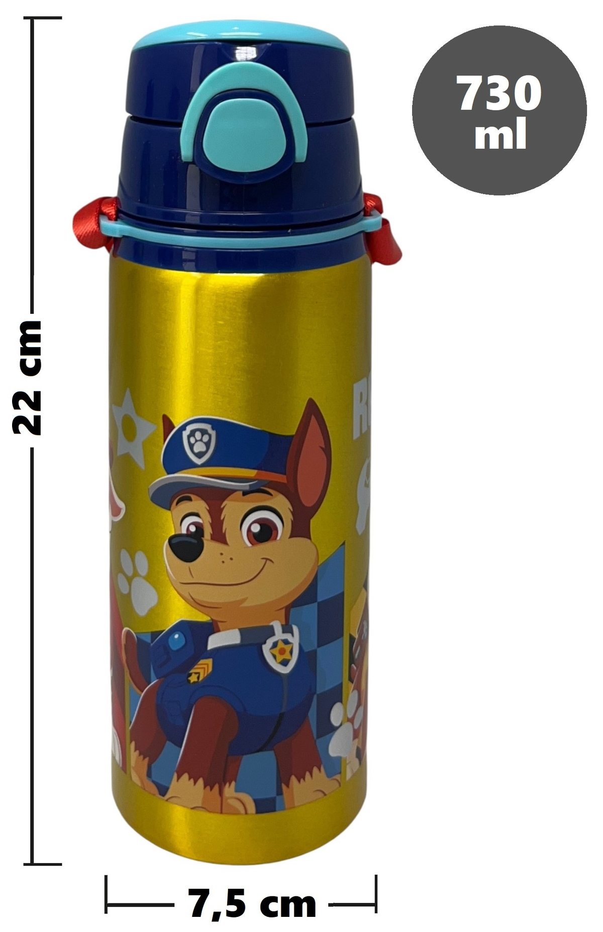 Borraccia in Alluminio Paw Patrol Bottiglia 730 Ml con Apertura Pop-Up e Tracolla - 83193