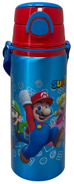 Borraccia in Alluminio Super Mario Nintendo Bottiglia 730 Ml con Apertura Pop-Up e Tracolla - 83199