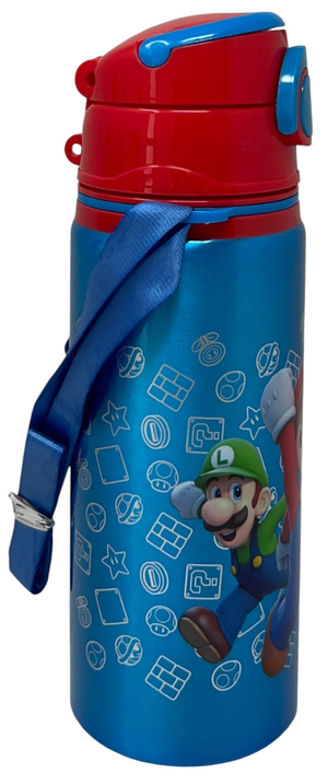Borraccia in Alluminio Super Mario Nintendo Bottiglia 730 Ml con Apertura Pop-Up e Tracolla - 83199