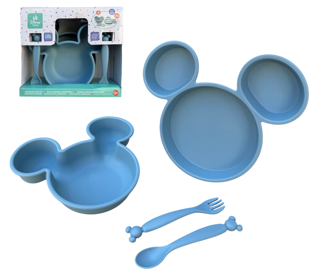 Set Pappa Topolino DISNEY Sagomato 4 Pezzi Stoviglie in Pp Riutilizzabile Adatto Al Microonde - 83200