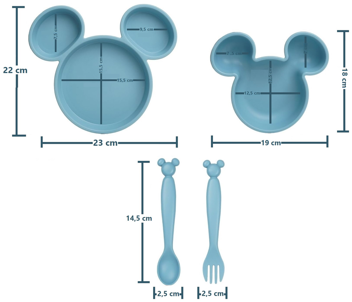 Set Pappa Topolino DISNEY Sagomato 4 Pezzi Stoviglie in Pp Riutilizzabile Adatto Al Microonde - 83200