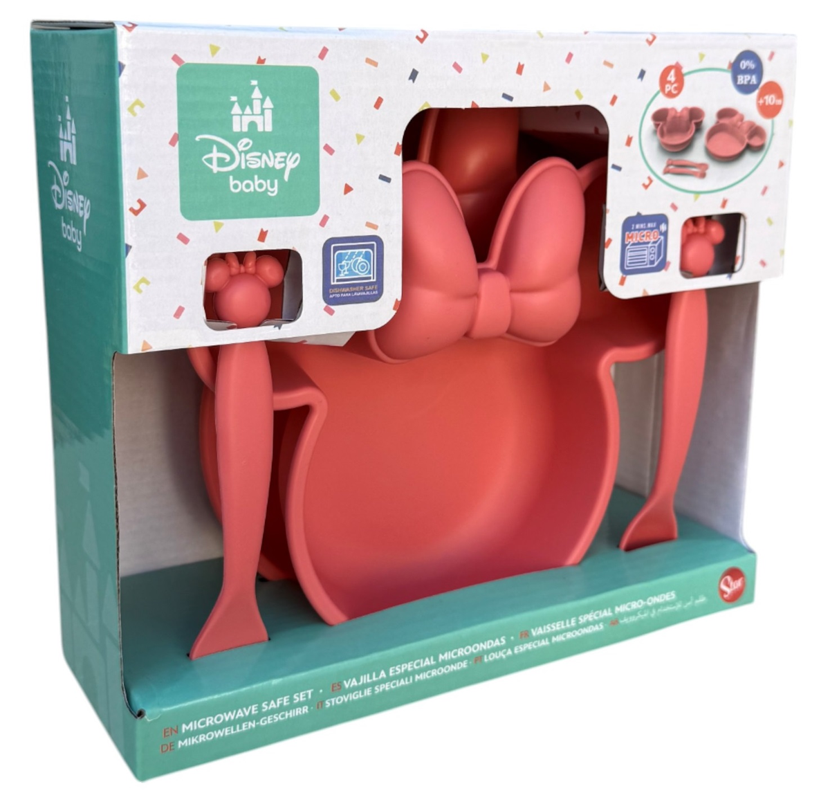 Set Pappa Minnie Mouse DISNEY Sagomato 4 Pezzi Stoviglie in Pp Riutilizzabile Adatto Al Microonde - 83201