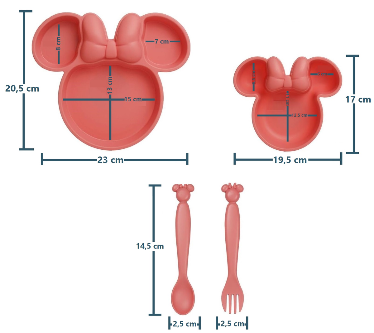 Set Pappa Minnie Mouse DISNEY Sagomato 4 Pezzi Stoviglie in Pp Riutilizzabile Adatto Al Microonde - 83201