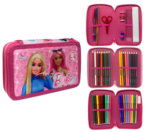 Astuccio 3 Zip Scuola Barbie Mattel Multiscomparto Portacolori Giotto - 1004e4224