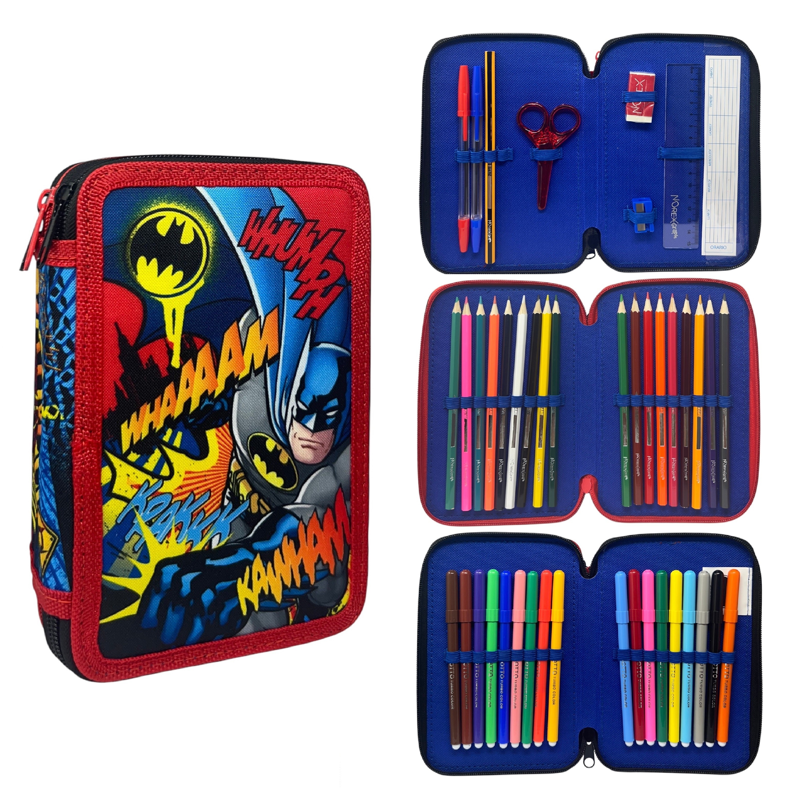 Astuccio 3 Zip Scuola Batman DC Multiscomparto Portacolori Giotto - 1004e4226