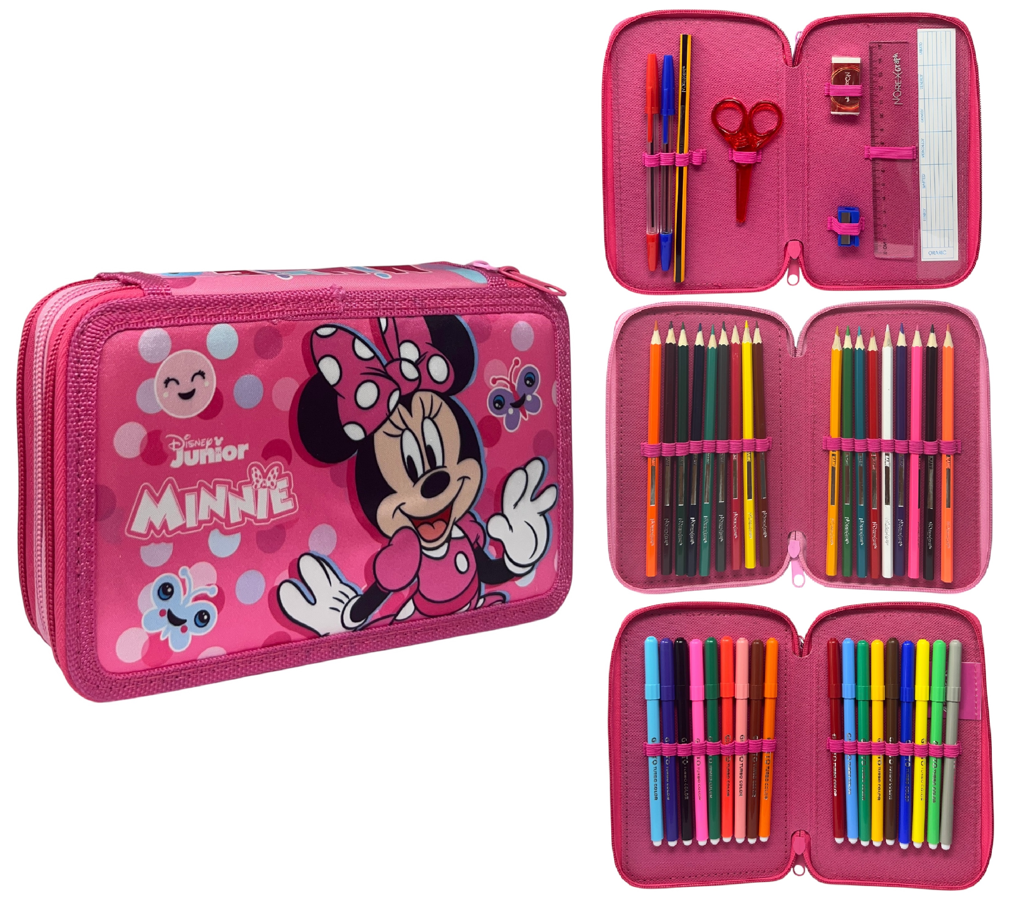 Astuccio 3 Zip Scuola Minnie Mouse DISNEY Multiscomparto Portacolori Giotto - 564798