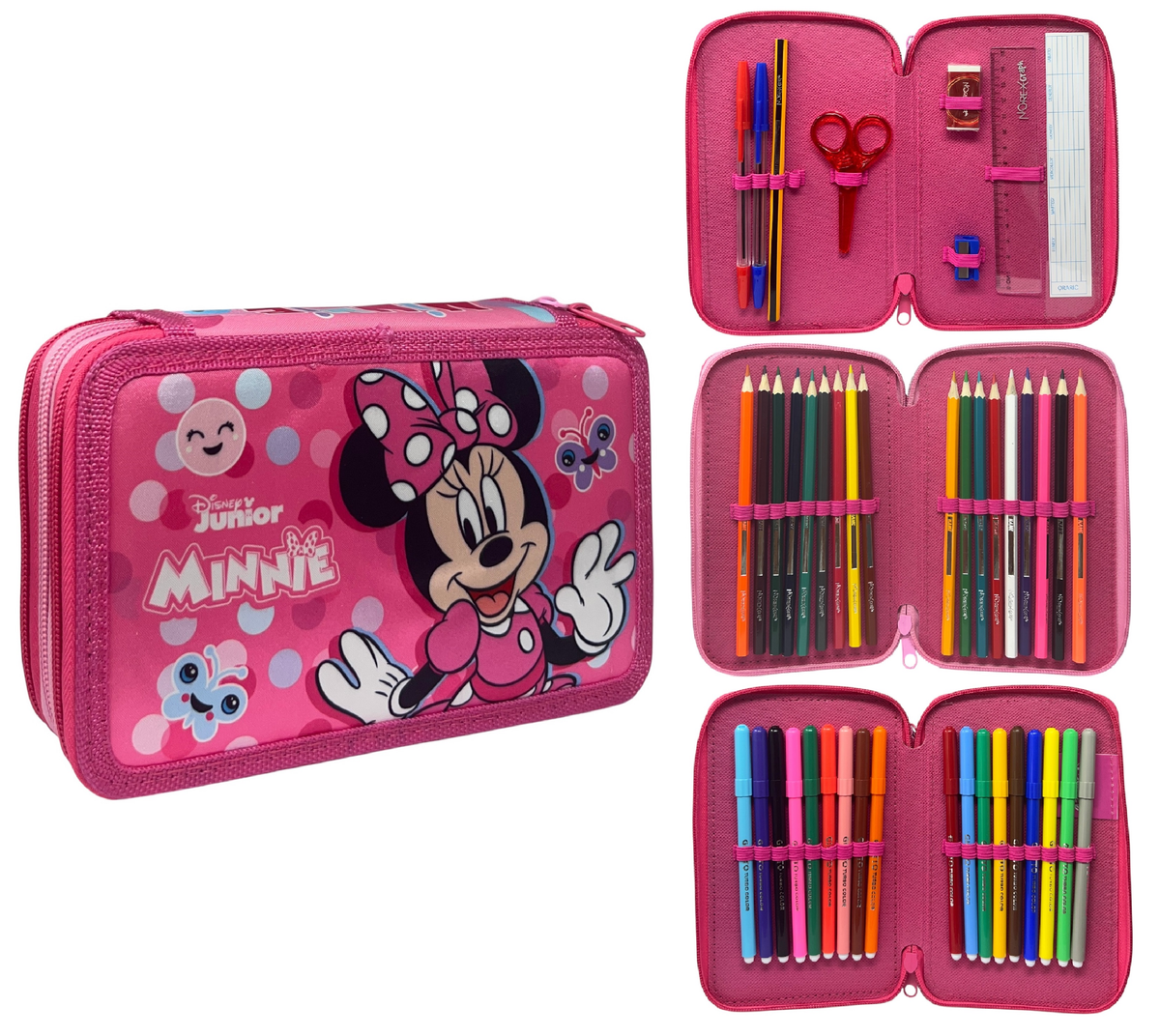 Astuccio 3 Zip Scuola Minnie Mouse DISNEY Multiscomparto Portacolori Giotto - 564798