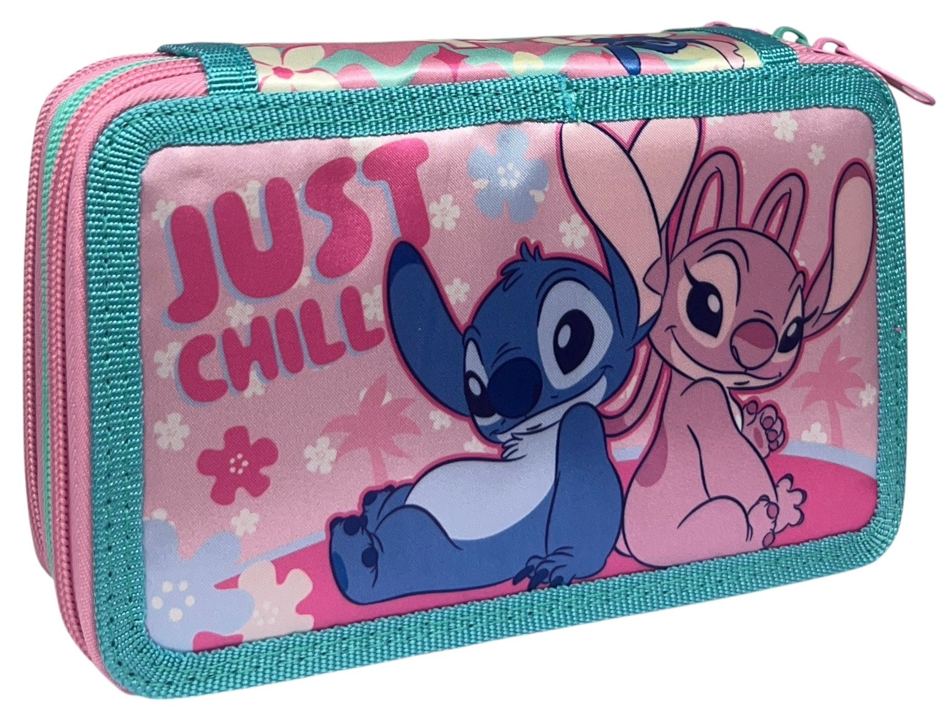 Astuccio 3 Zip Scuola Stitch e Angel DISNEY Multiscomparto Portacolori Giotto - 564801
