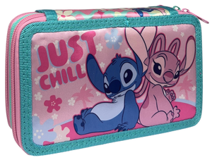 Astuccio 3 Zip Scuola Stitch e Angel DISNEY Multiscomparto Portacolori Giotto - 564801