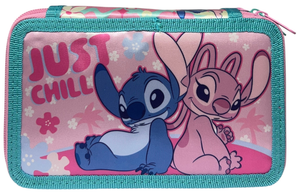 Astuccio 3 Zip Scuola Stitch e Angel DISNEY Multiscomparto Portacolori Giotto - 564801