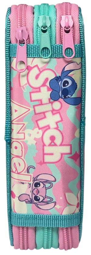 Astuccio 3 Zip Scuola Stitch e Angel DISNEY Multiscomparto Portacolori Giotto - 564801