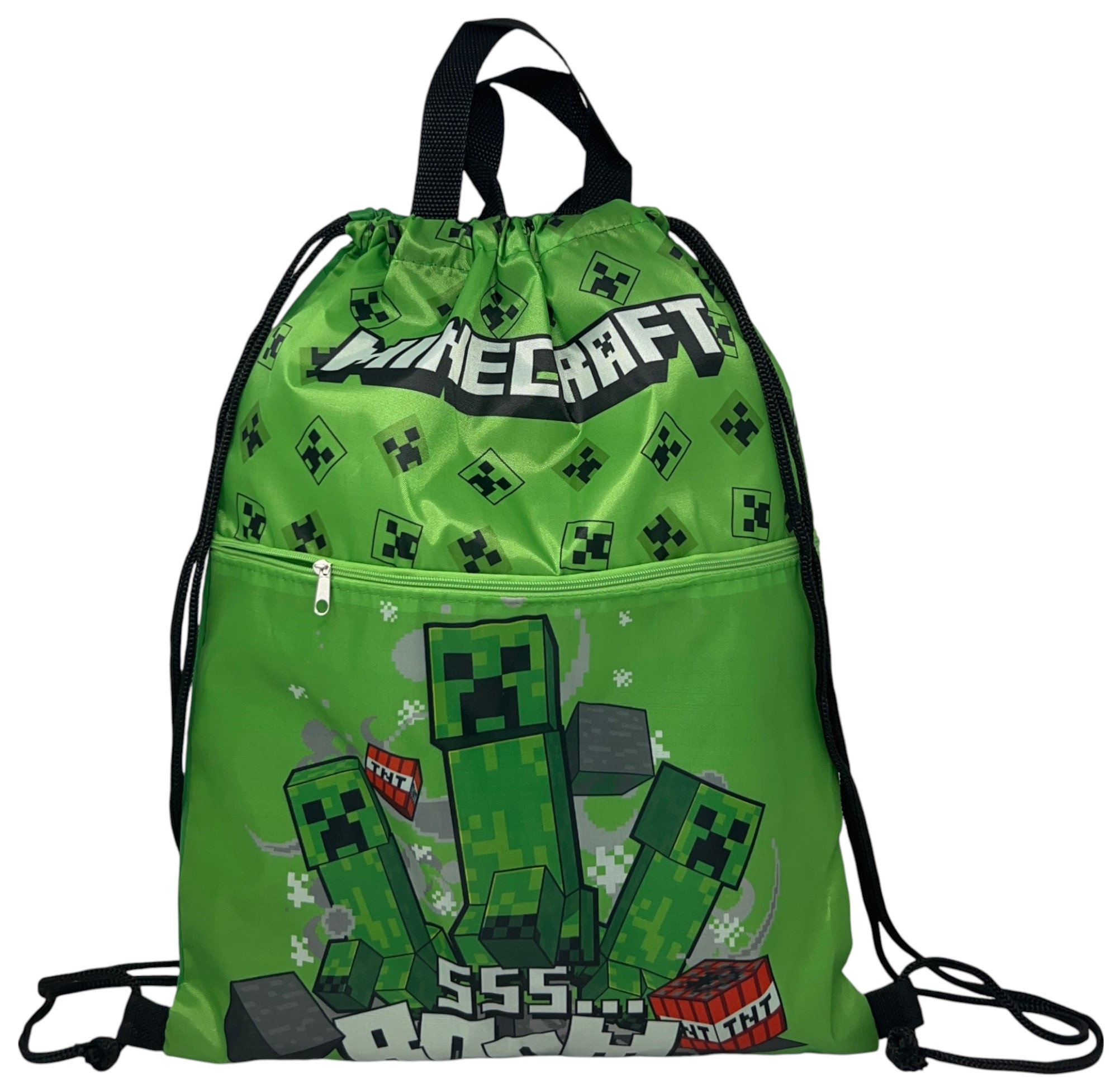 Sacca Deluxe Minecraft con Chiusura a Coulisse Tasca Frontale Borsa Tempo Libero Palestra Cm. 45x34,5 - Mnc36-0897