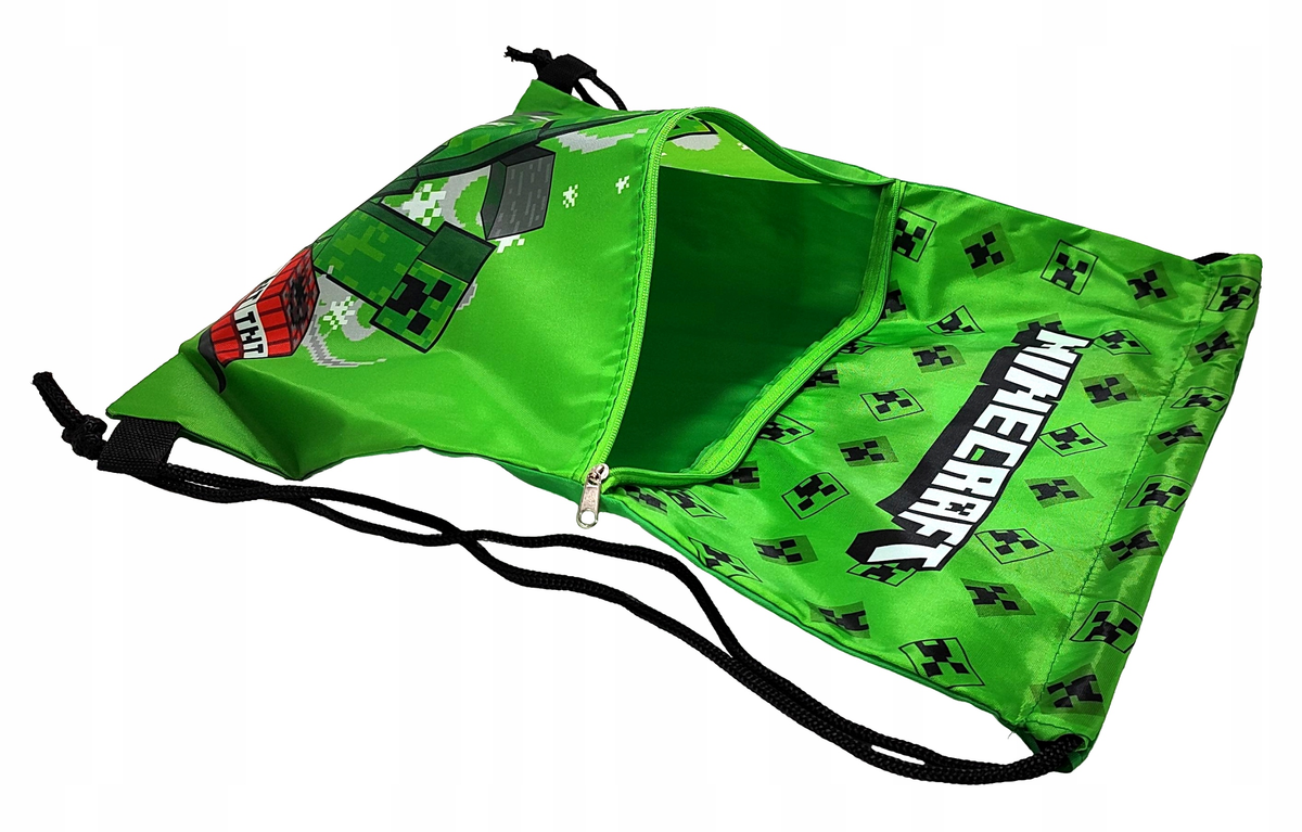 Sacca Deluxe Minecraft con Chiusura a Coulisse Tasca Frontale Borsa Tempo Libero Palestra Cm. 45x34,5 - Mnc36-0897