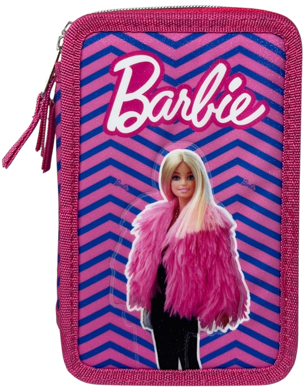 Astuccio Scuola Barbie Multiscomparto 3 Zip Penna Papermate Pennarelli Giotto - 690709