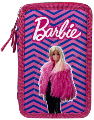 Astuccio Scuola Barbie Multiscomparto 3 Zip Penna Papermate Pennarelli Giotto - 690709