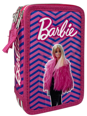 Astuccio Scuola Barbie Multiscomparto 3 Zip Penna Papermate Pennarelli Giotto - 690709