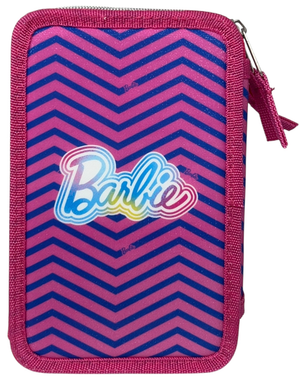 Astuccio Scuola Barbie Multiscomparto 3 Zip Penna Papermate Pennarelli Giotto - 690709