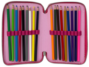 Astuccio Scuola Barbie Multiscomparto 3 Zip Penna Papermate Pennarelli Giotto - 690709