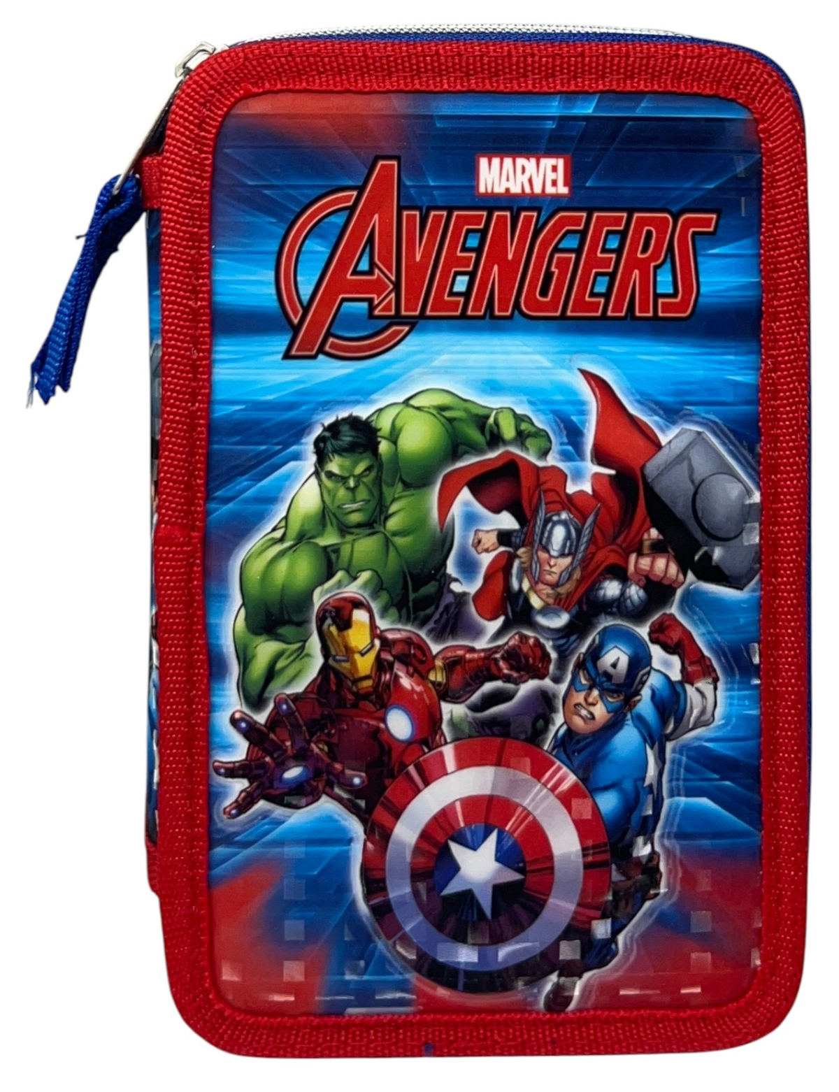 Astuccio Scuola Avengers MARVEL Multiscomparto 3 Zip Penna Papermate Pennarelli Giotto - Av1192