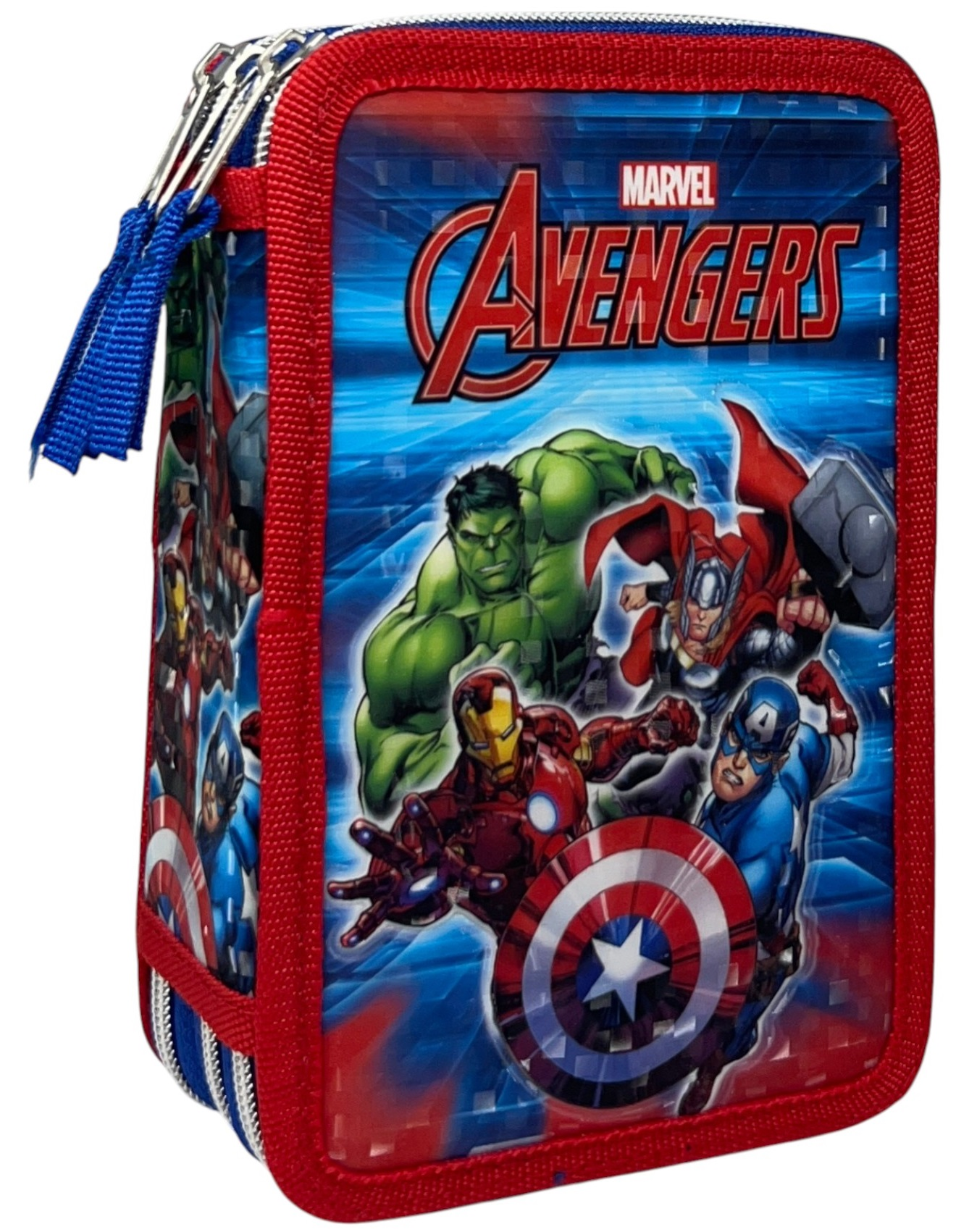Astuccio Scuola Avengers MARVEL Multiscomparto 3 Zip Penna Papermate Pennarelli Giotto - Av1192