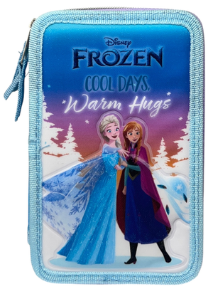 Astuccio Scuola Frozen DISNEY Multiscomparto 3 Zip Penna Papermate Pennarelli Giotto - Fr1192