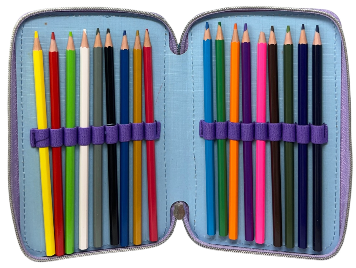 Astuccio Scuola Frozen DISNEY Multiscomparto 3 Zip Penna Papermate Pennarelli Giotto - Fr1192