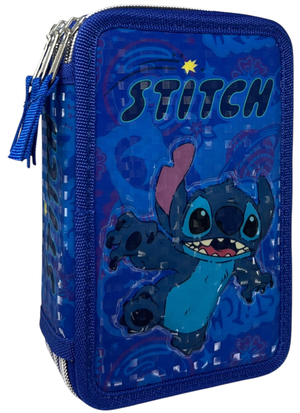 Astuccio Scuola Stitch Multiscomparto 3 Zip Penna Papermate Pennarelli Giotto - Lst1192-B