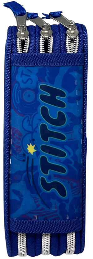 Astuccio Scuola Stitch Multiscomparto 3 Zip Penna Papermate Pennarelli Giotto - Lst1192-B