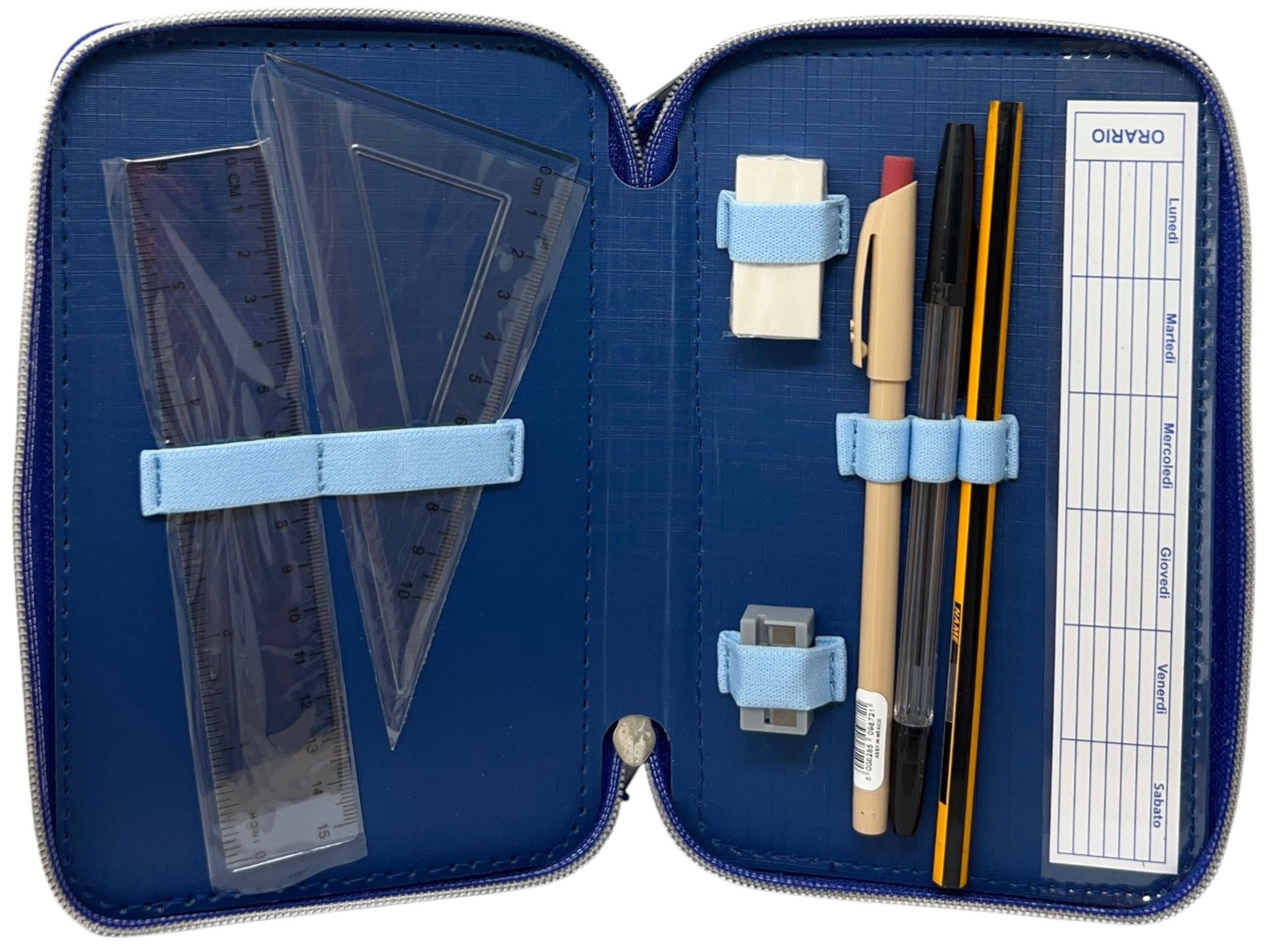 Astuccio Scuola Stitch Multiscomparto 3 Zip Penna Papermate Pennarelli Giotto - Lst1192-B