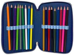 Astuccio Scuola Stitch Multiscomparto 3 Zip Penna Papermate Pennarelli Giotto - Lst1192-B